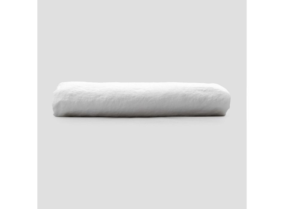 Drap de lit en lin blanc de luxe avec coins Made in Italy - Fiumano Viadurini