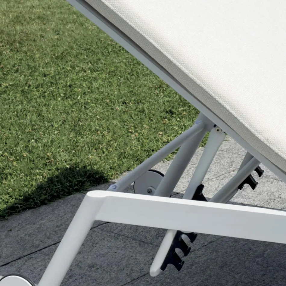 Transat d'extérieur en aluminium avec coussin 205 x 76 cm - Tessara Viadurini