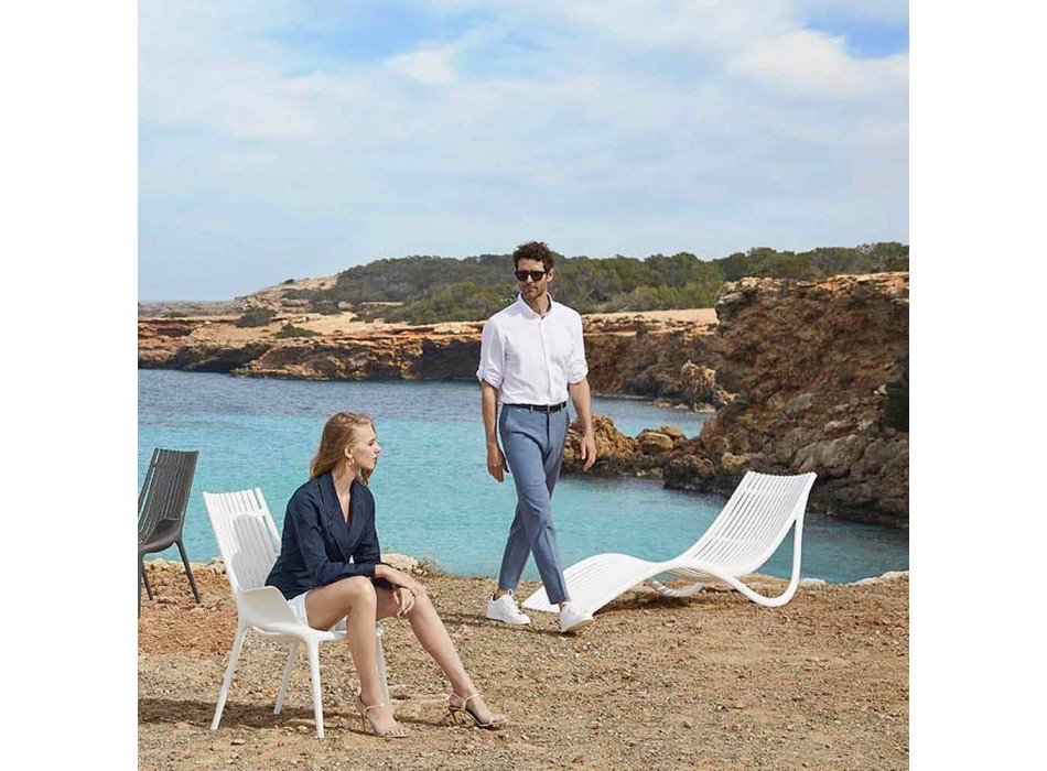 Chaise Longue Extérieure Sunbed, Plastique Blanc ou Écru 4 Pièces - Ibiza par Vondom Viadurini