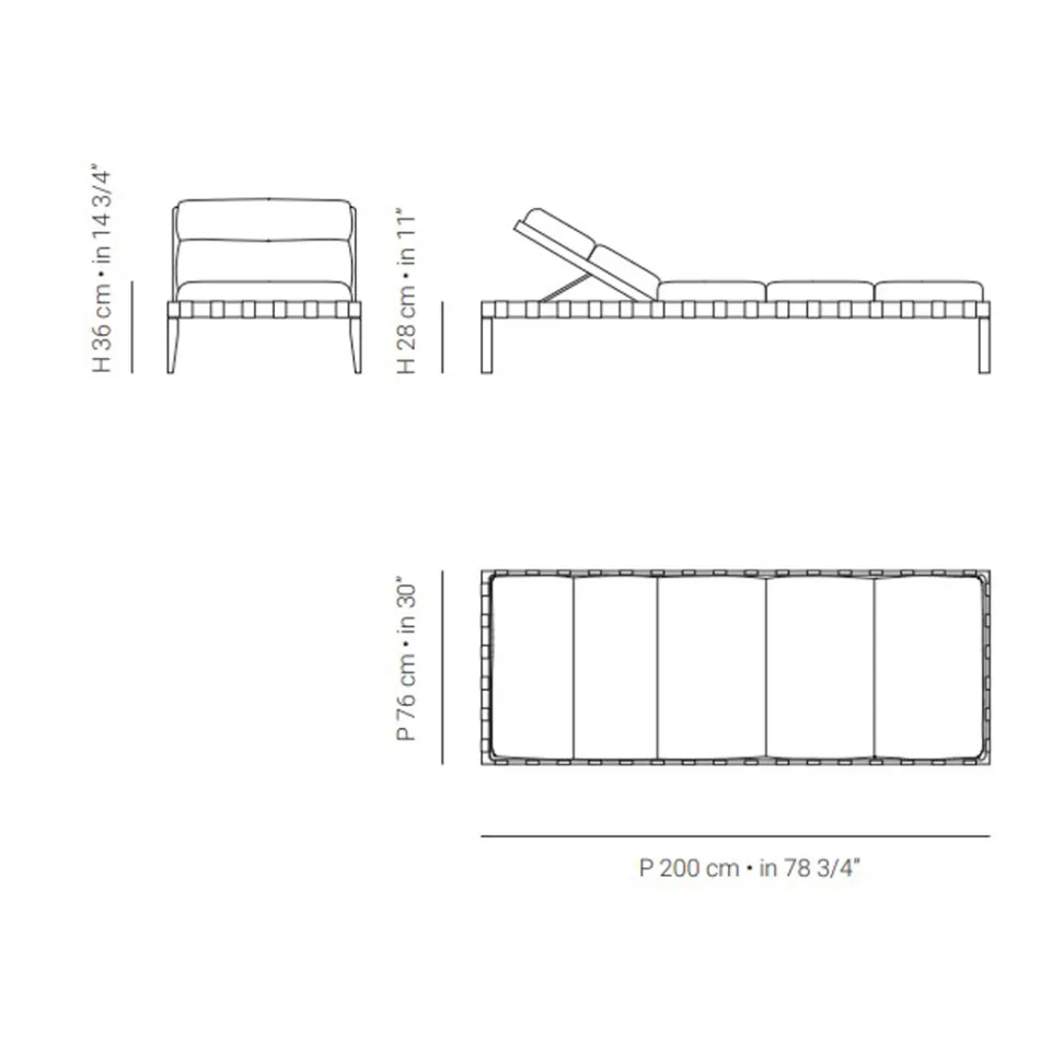 Chaise longue d'extérieur avec structure en bois de teck fabriquée en Italie - Briga Viadurini