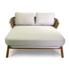 Chaise longue d'extérieur avec cadre en teck, cordes et coussins - Tente Viadurini