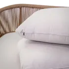 Chaise longue d'extérieur avec cadre en teck, cordes et coussins - Tente Viadurini