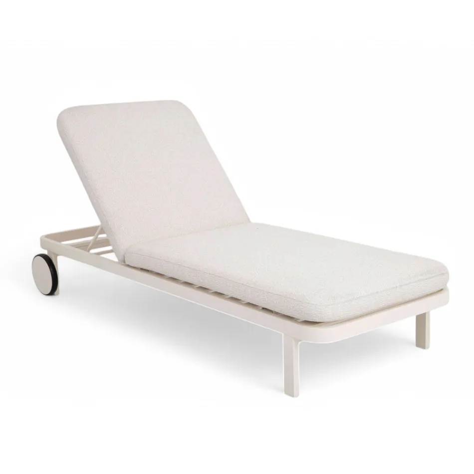 Chaise longue d'extérieur en aluminium et tissu avec roues - Solaria Viadurini
