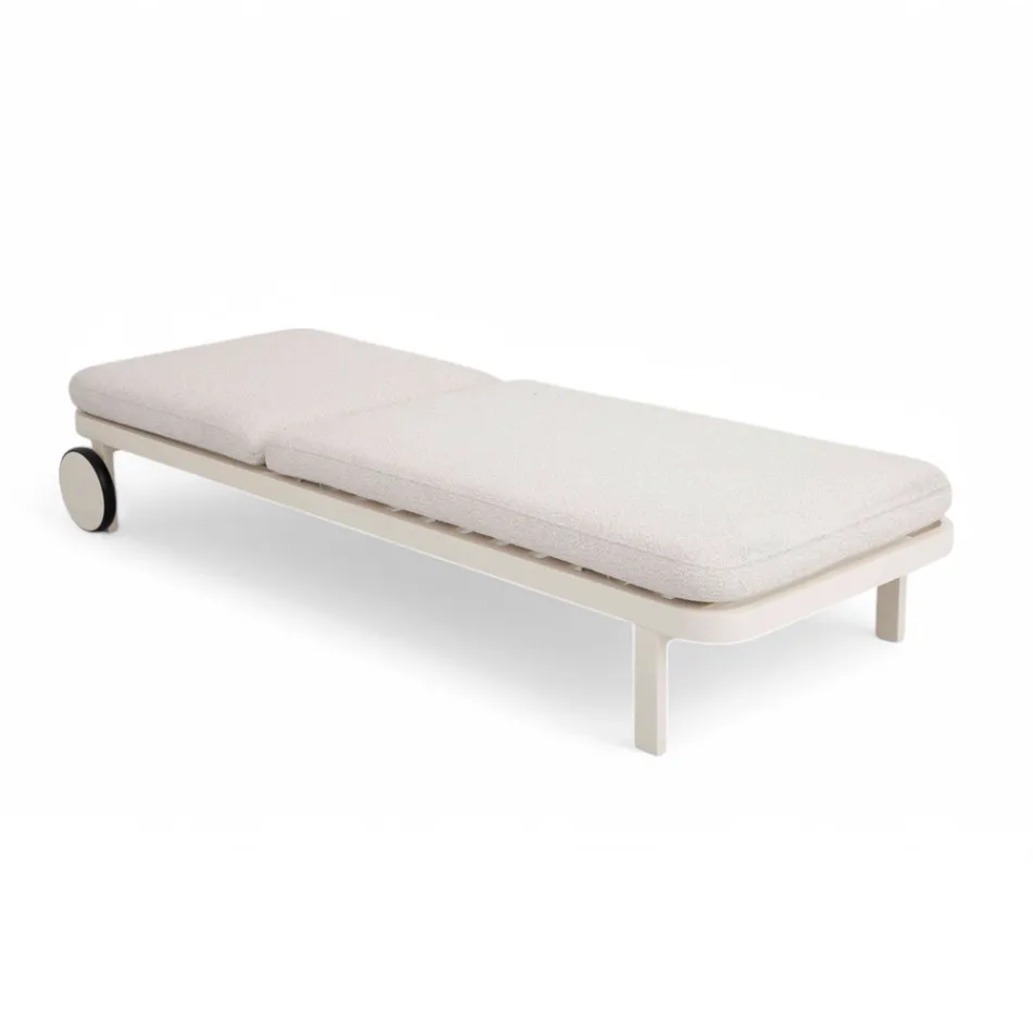 Chaise longue d'extérieur en aluminium et tissu avec roues - Solaria Viadurini