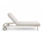 Chaise longue d'extérieur en aluminium et tissu avec roues - Solaria Viadurini