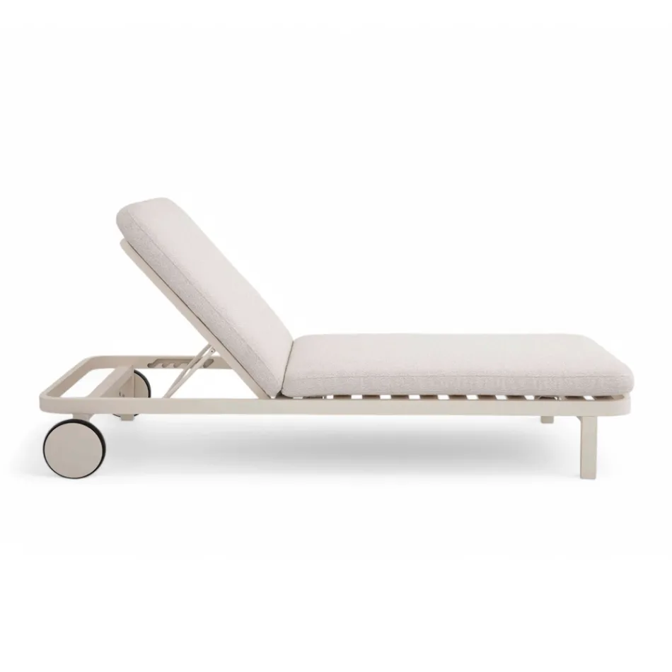 Chaise longue d'extérieur en aluminium et tissu avec roues - Solaria Viadurini