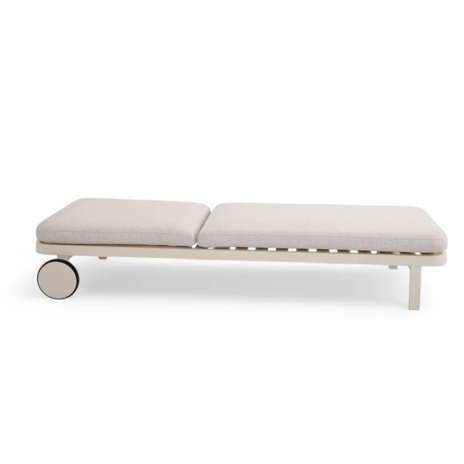 Chaise longue d'extérieur en aluminium et tissu avec roues - Solaria Viadurini