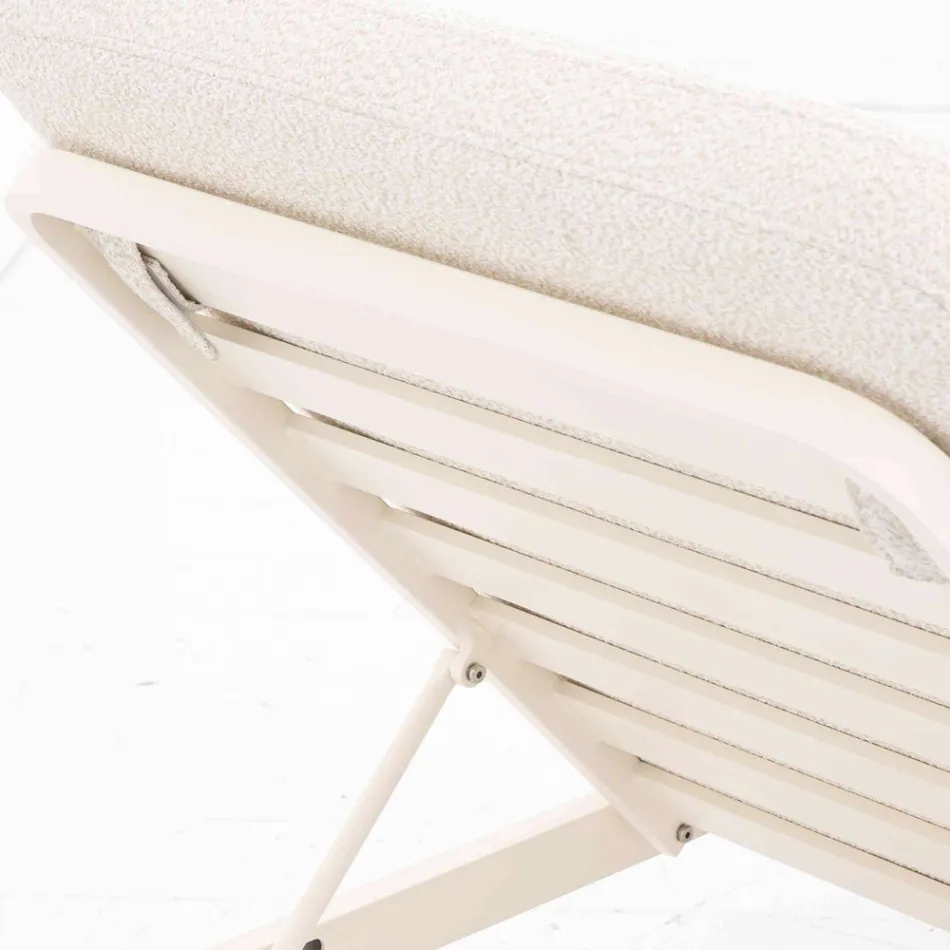 Chaise longue d'extérieur en aluminium et tissu avec roues - Solaria Viadurini