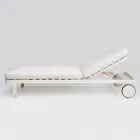 Chaise longue d'extérieur en aluminium et tissu avec roues - Solaria Viadurini