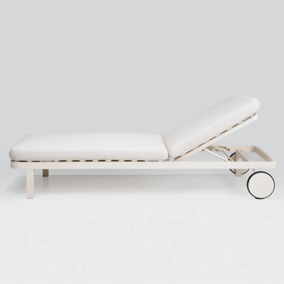 Chaise longue d'extérieur en aluminium et tissu avec roues - Solaria Viadurini