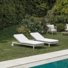 Chaise longue d'extérieur en aluminium et tissu avec roues - Solaria Viadurini