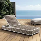 Chaise longue d'extérieur en aluminium et tissu tissé avec roues - Reda Viadurini