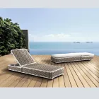 Chaise longue d'extérieur en aluminium et tissu tissé avec roues - Reda Viadurini