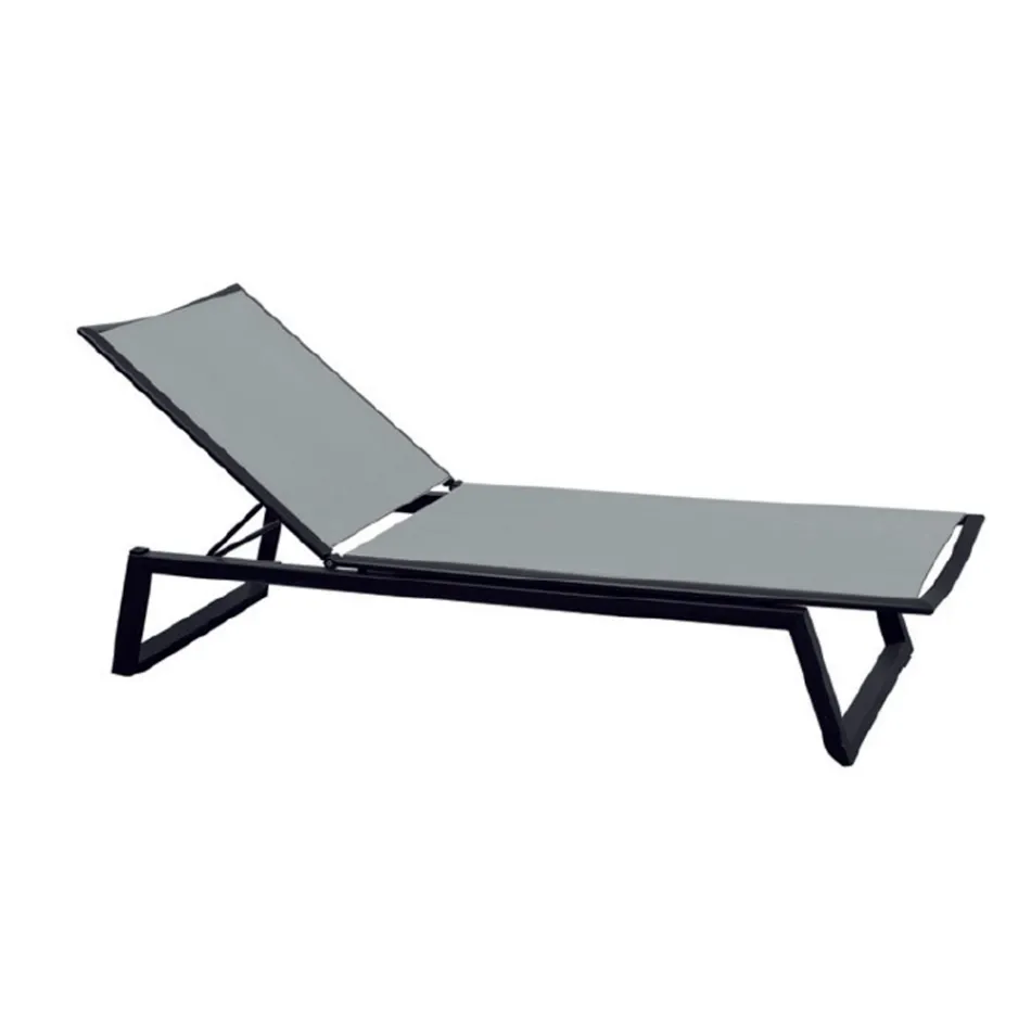 Transat d'extérieur en aluminium et textilène avec roues rétractables, 2 pièces - Donkey Viadurini