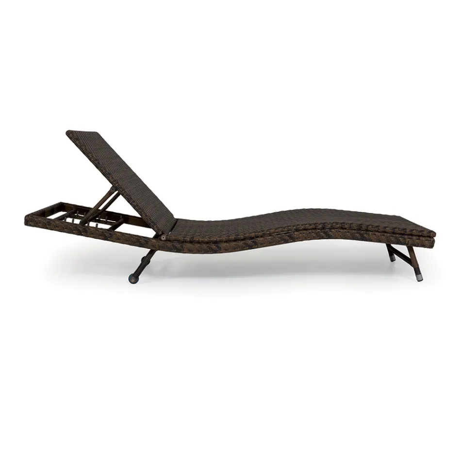 Chaise longue d'extérieur en polyrotin avec roues - Meredith Viadurini