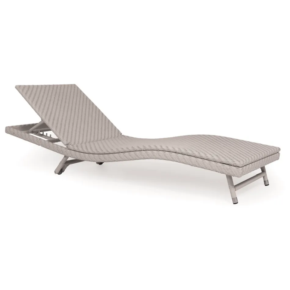 Chaise longue d'extérieur en polyrotin avec roues - Meredith Viadurini