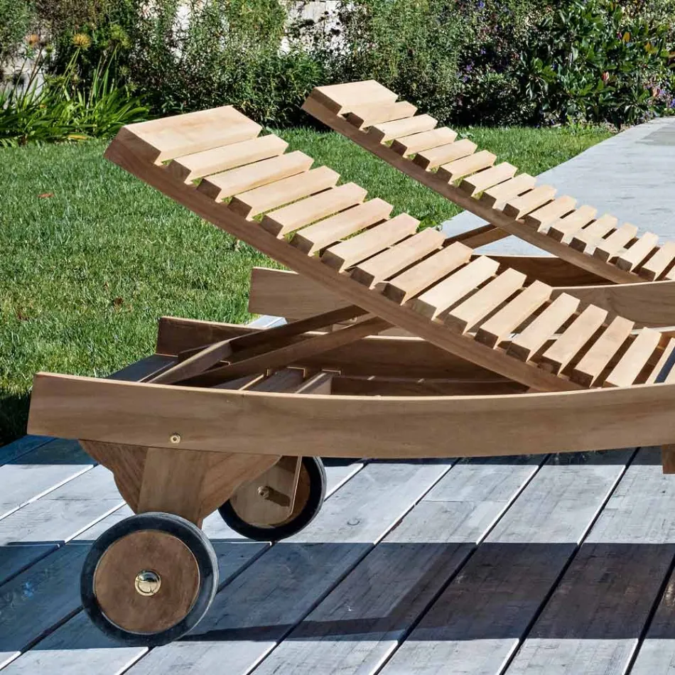 Transat d'extérieur en teck naturel - Yggdrasil Viadurini