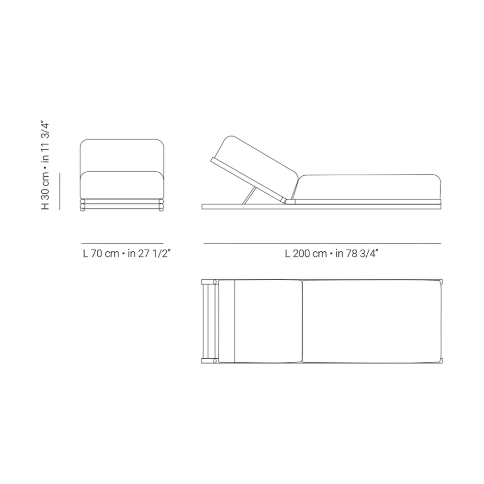 Chaise longue d'extérieur en tissu et structure en bois Made in Italy - Armelia Viadurini