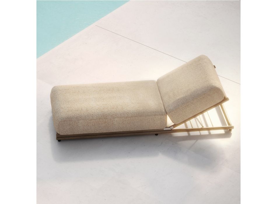 Chaise longue d'extérieur en tissu et structure en bois Made in Italy - Armelia Viadurini