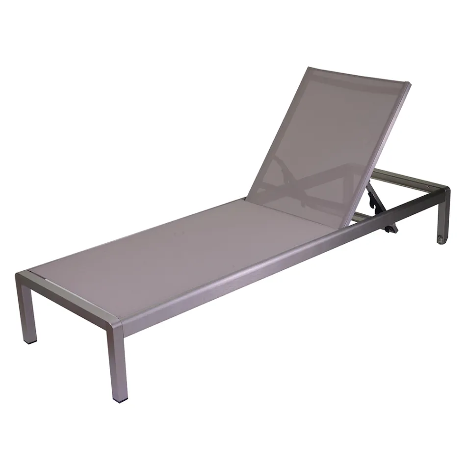 Chaise longue d'extérieur en aluminium anodisé et textilène - Block Viadurini