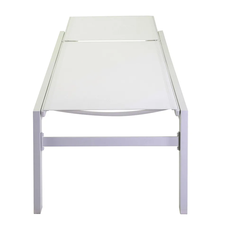 Chaise longue d'extérieur en aluminium et textilène avec 2 roues - Costume Viadurini