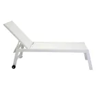 Chaise longue d'extérieur en aluminium et textilène avec 2 roues - Costume Viadurini