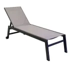 Chaise longue d'extérieur en aluminium et textilène avec 2 roues - Costume Viadurini