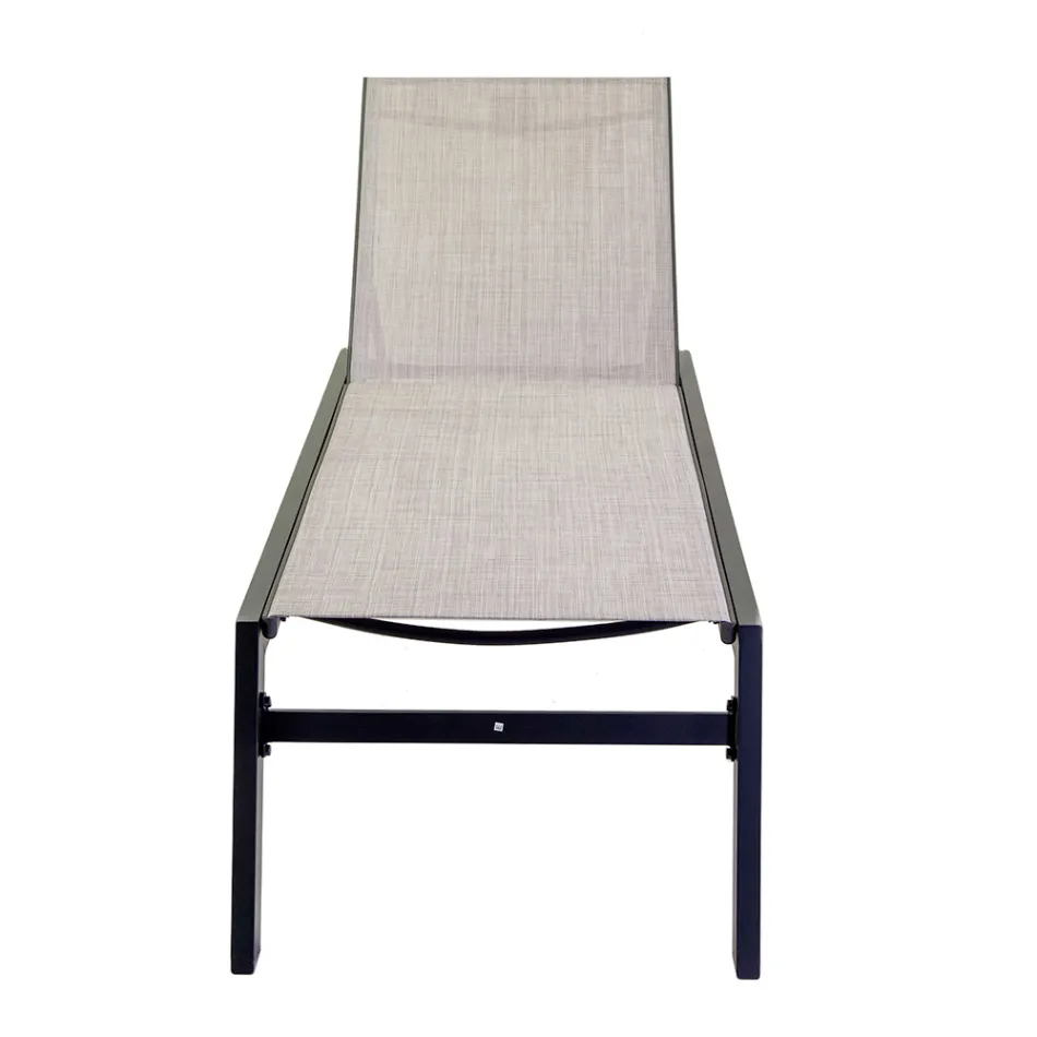 Chaise longue d'extérieur en aluminium et textilène avec 2 roues - Costume Viadurini