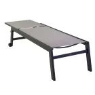 Chaise longue d'extérieur en aluminium et textilène avec 2 roues - Costume Viadurini