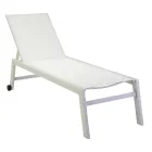 Chaise longue d'extérieur en aluminium et textilène avec 2 roues - Costume Viadurini
