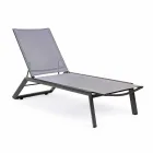 Chaise longue d'extérieur inclinable avec roues en aluminium et textilène - Jewel Viadurini