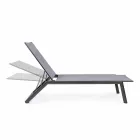 Chaise longue d'extérieur inclinable avec roues en aluminium et textilène - Jewel Viadurini