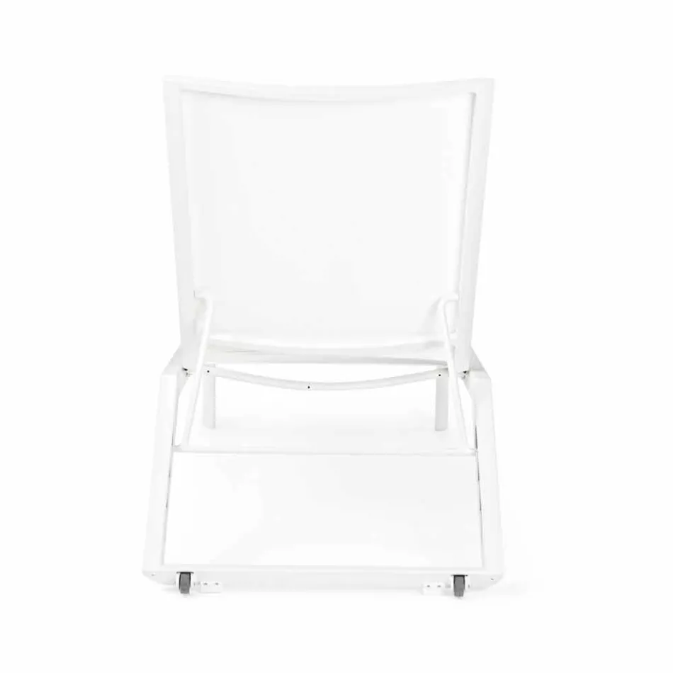 Chaise longue d'extérieur inclinable avec roues en aluminium et textilène - Jewel Viadurini