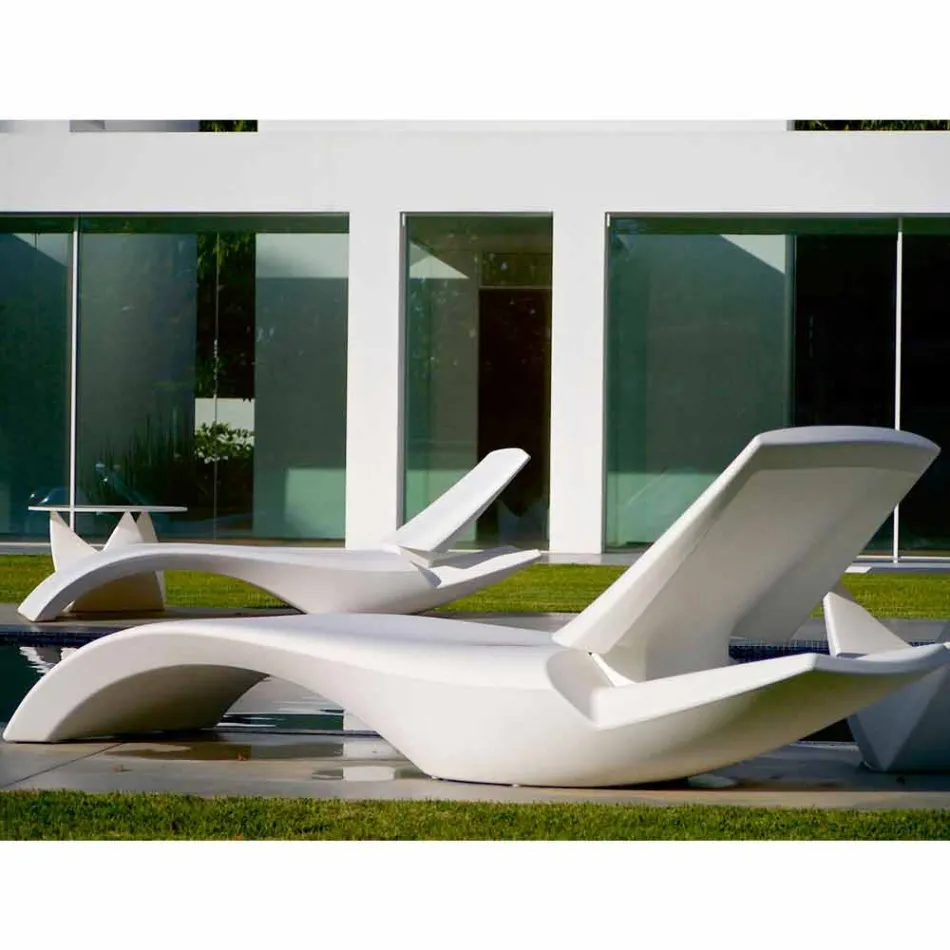 Chaise longue de jardin design en plastique blanc - Zoe par Mayyour Viadurini