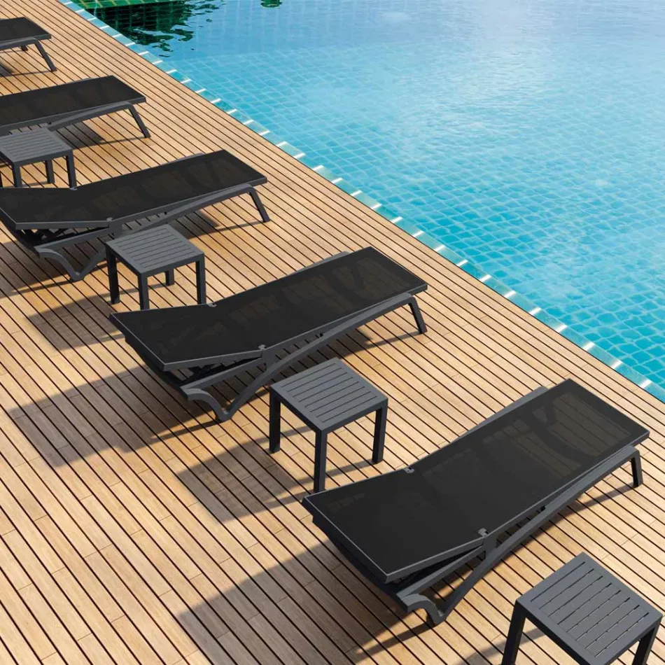 Transat de jardin empilable en polypropylène et textilène coloré - Artelia Viadurini