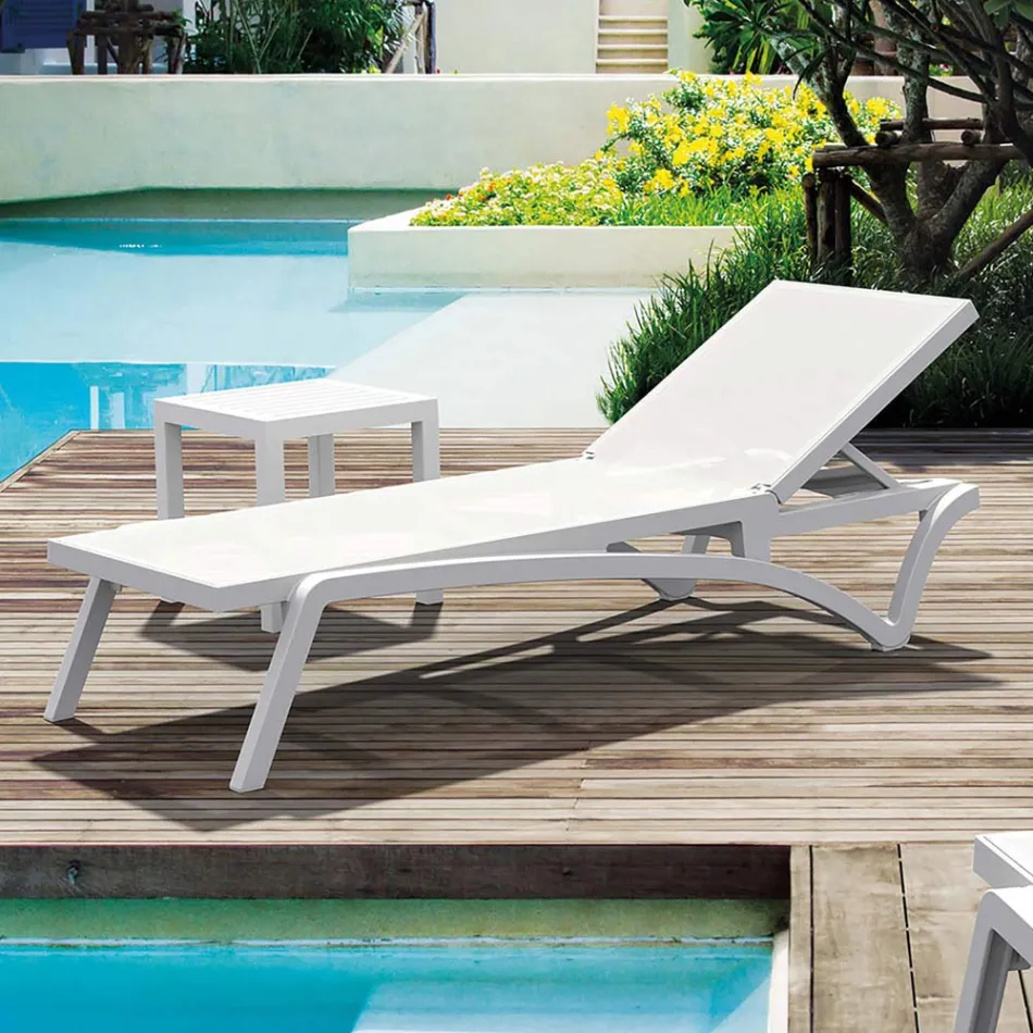 Transat de jardin empilable en polypropylène et textilène coloré - Artelia Viadurini