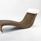 Chaise longue de jardin en polyrotin avec coussin repose-tête - Viserys Viadurini
