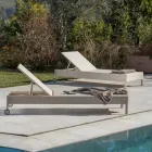 Chaise longue de jardin en poly rotin avec roulettes - bain de soleil Viadurini