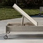 Chaise longue de jardin en poly rotin avec roulettes - bain de soleil Viadurini