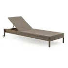 Chaise longue de jardin en poly rotin avec roulettes - bain de soleil Viadurini