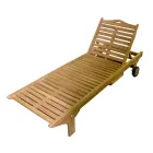 Chaise longue de jardin en teck avec table et roulettes amovibles - Oasi Viadurini