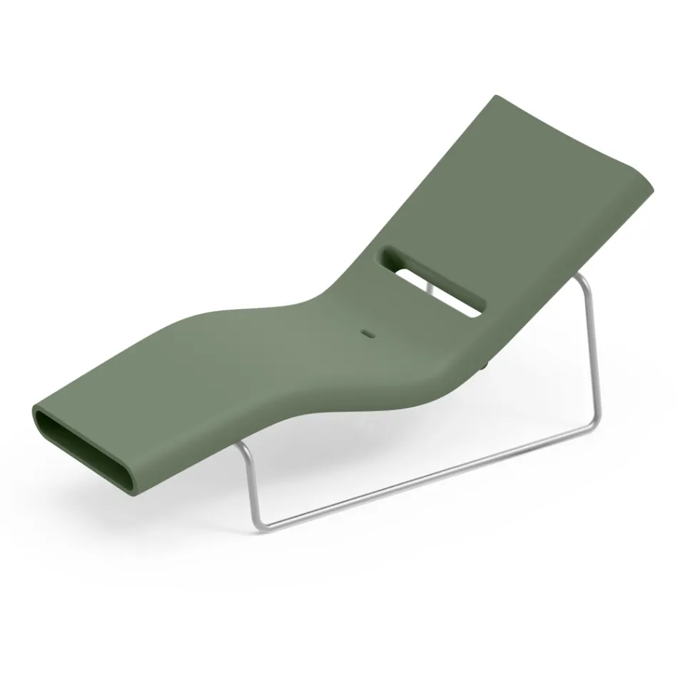 Chaise longue de jardin en polyéthylène de différentes couleurs avec support en métal - Bollo Viadurini