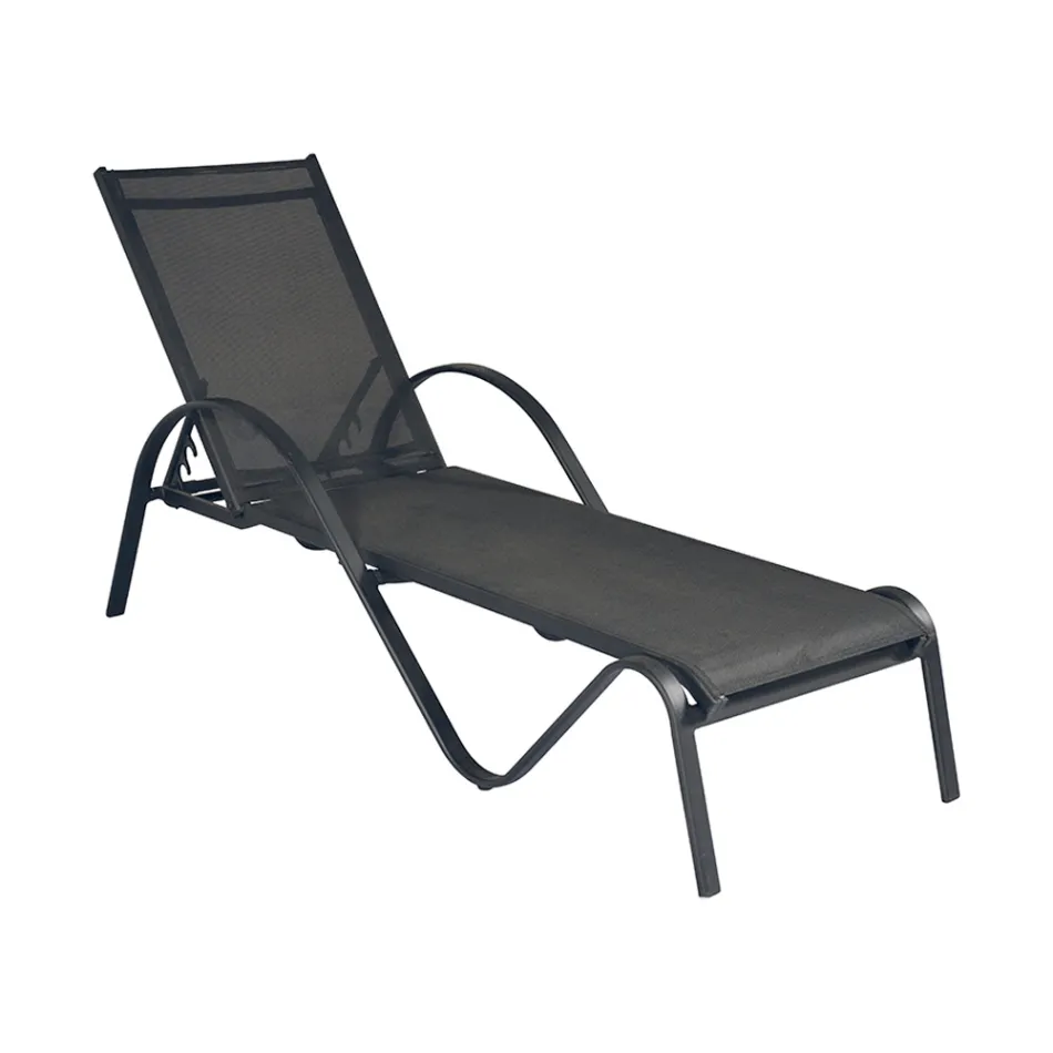 Chaise longue de jardin empilable en aluminium et textilène - Spero Viadurini