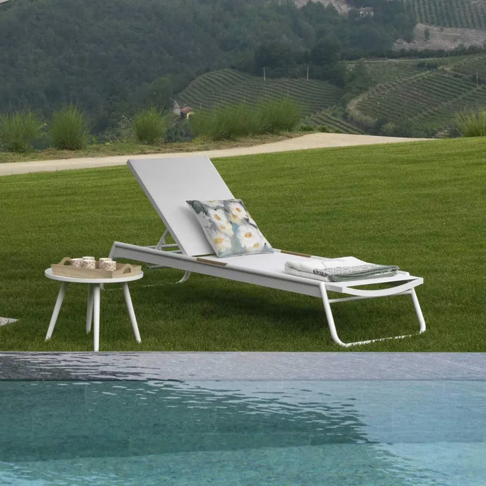 Lit d'enfant en aluminium et textilène avec insert en polywood - Ink Viadurini