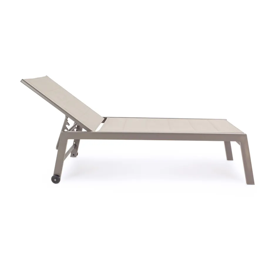 Transat de jardin moderne en aluminium avec roulettes pour l'extérieur - Franz Viadurini