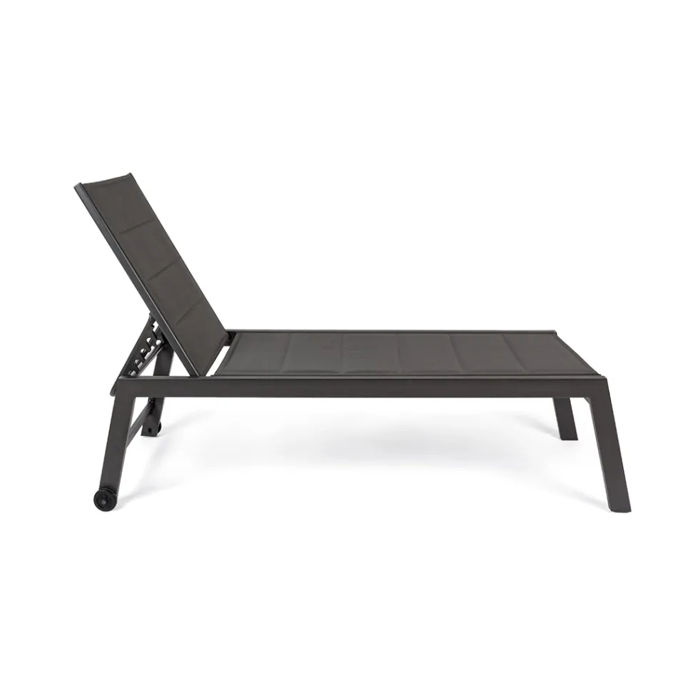 Transat de jardin moderne en aluminium avec roulettes pour l'extérieur - Franz Viadurini