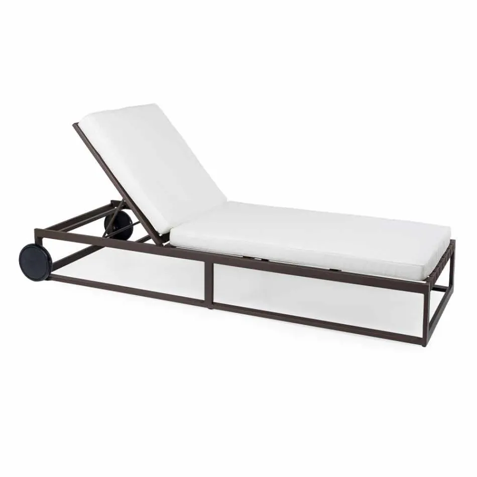 Chaise longue de jardin en aluminium, roues et dossier inclinable - Julie Viadurini
