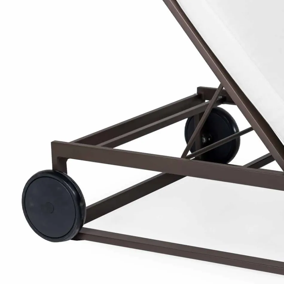 Chaise longue de jardin en aluminium, roues et dossier inclinable - Julie Viadurini