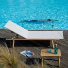 Chaise longue d'extérieur réglable en teck et textilène Made in Italy - Liberato Viadurini