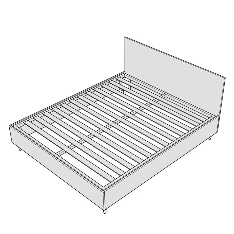 Lit 120 x 200 cm avec tête de lit décorée de lignes verticales, fabriqué en Italie - Pattini Viadurini